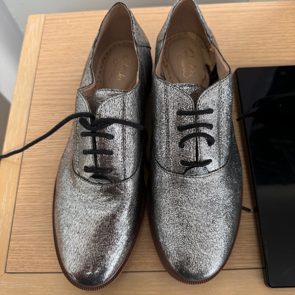 Clarks Silver Oxford Shoes